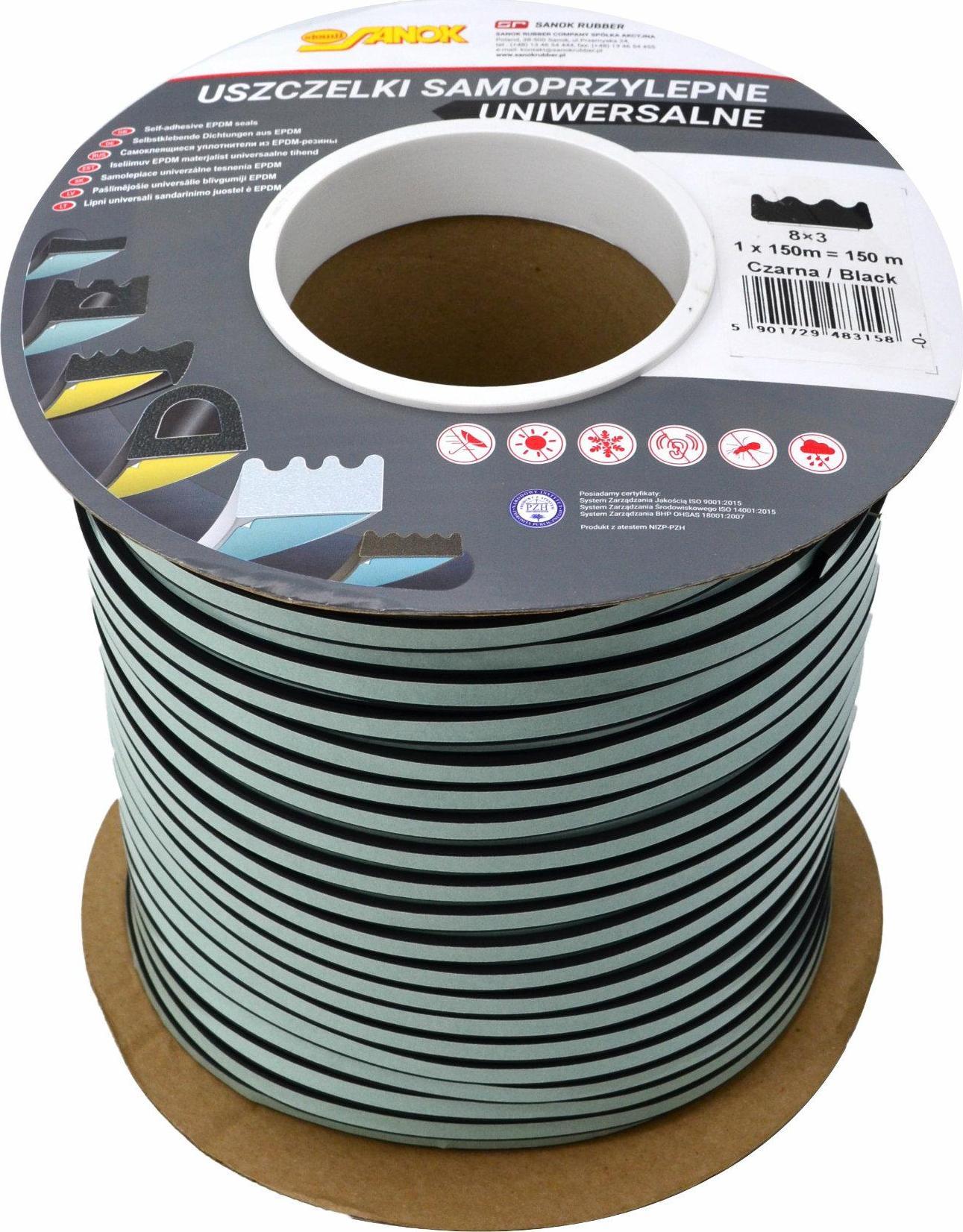 Stomil Sanok USZCZELKA DGP 8x3 CZARNA 150mb SADSDG-08302-150