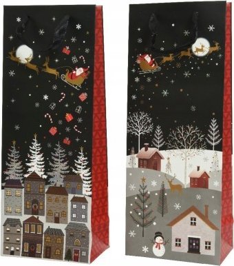 Kaemingk Torebka prezentowa świąteczna na alkohol 36 cm