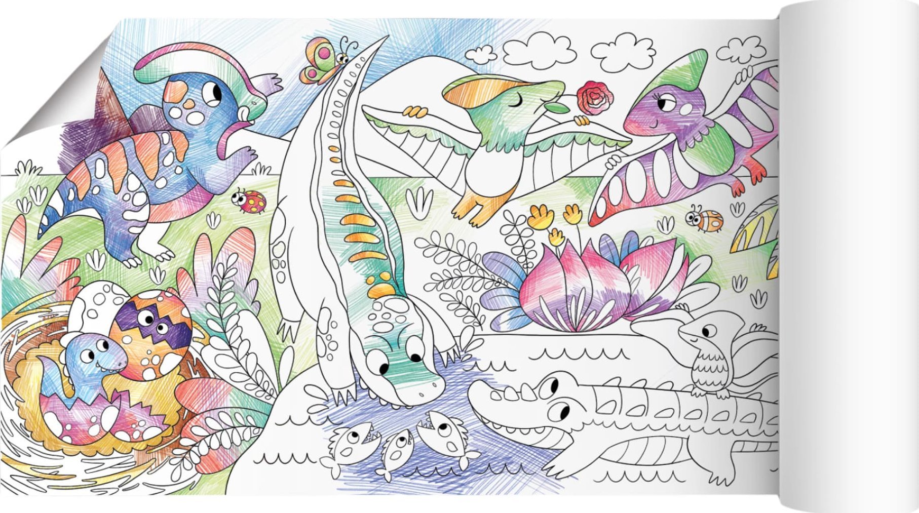 Dodo KOLOROWANKA W ROLCE "DINOZAURY" KOMPAKTOWA KOLOROWANKA DLA NAJMŁODSZYCH