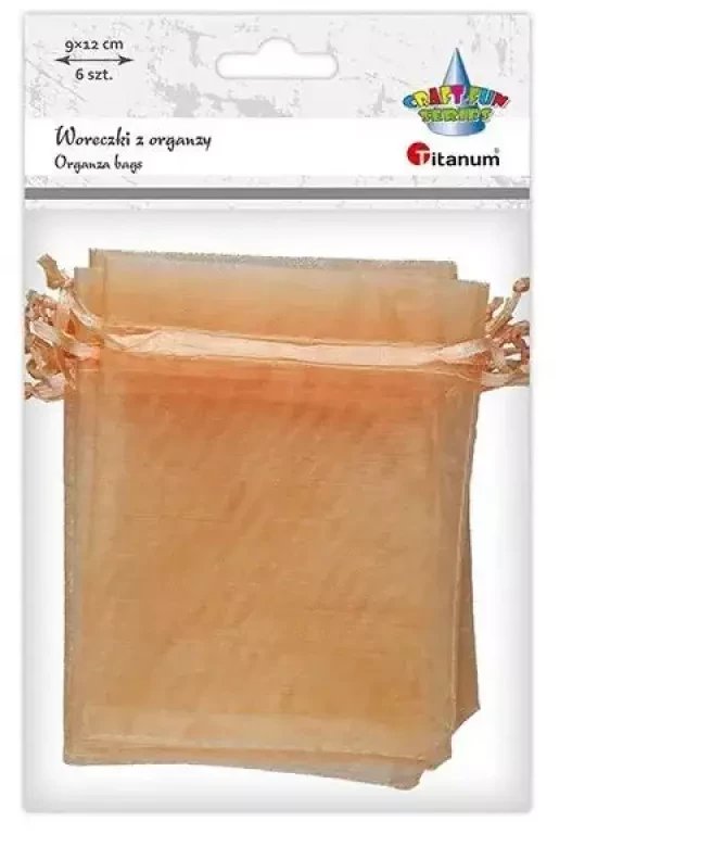 Woreczki z organzy łososiowe 9x12cm 6szt