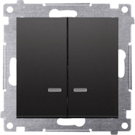 Kontakt-Simon Simon 54 Łącznik świecznikowy z podśw LED i do wersji IP44 (moduł) 10AX 250V szybkozłącza czarny mat z wkładkę DU1W DW5BL.01/49