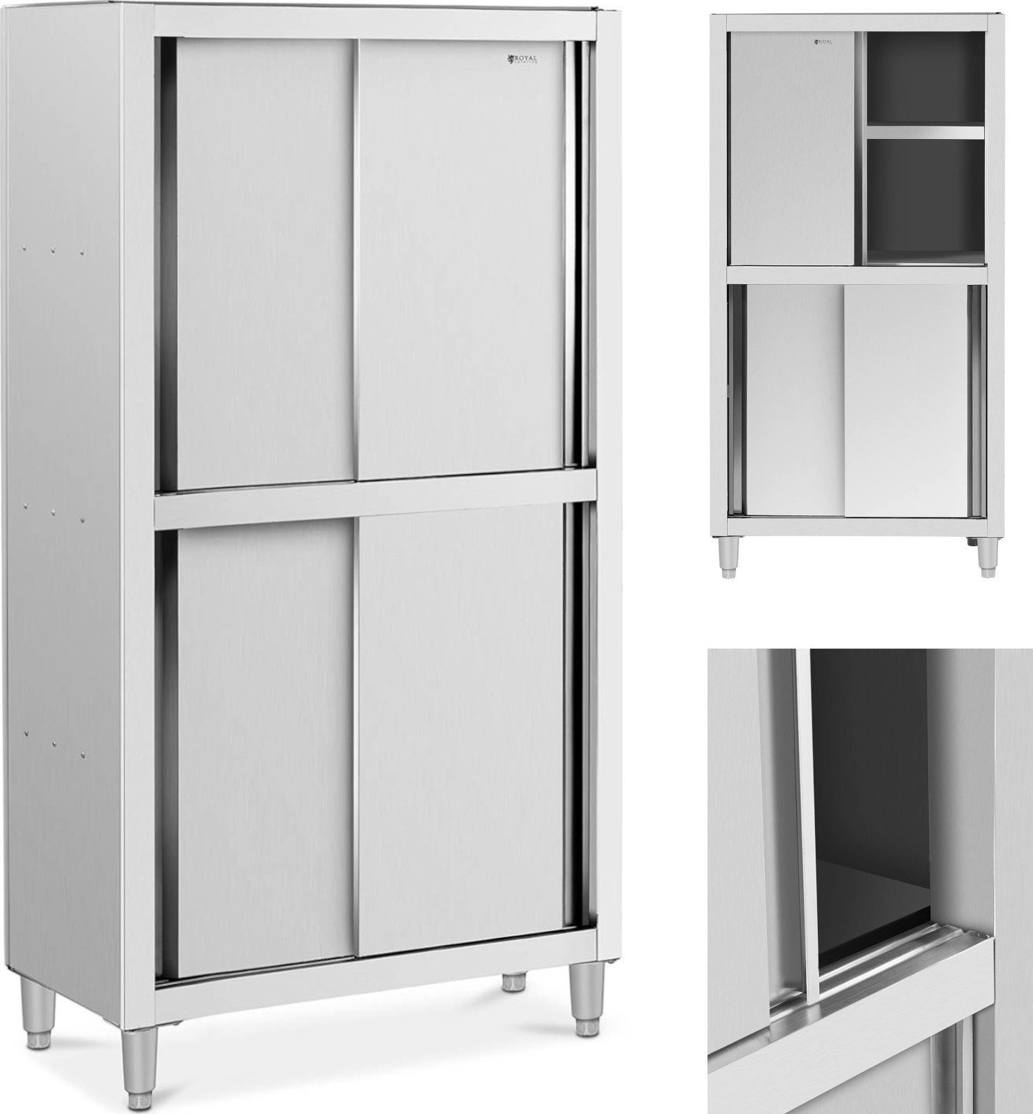 Royal Catering Szafa gastronomiczna magazynowa ze stali nierdzewnej drzwi suwane 120 kg 100 x 50 x 180 cm Szafa gastronomiczna magazynowa ze stali nie