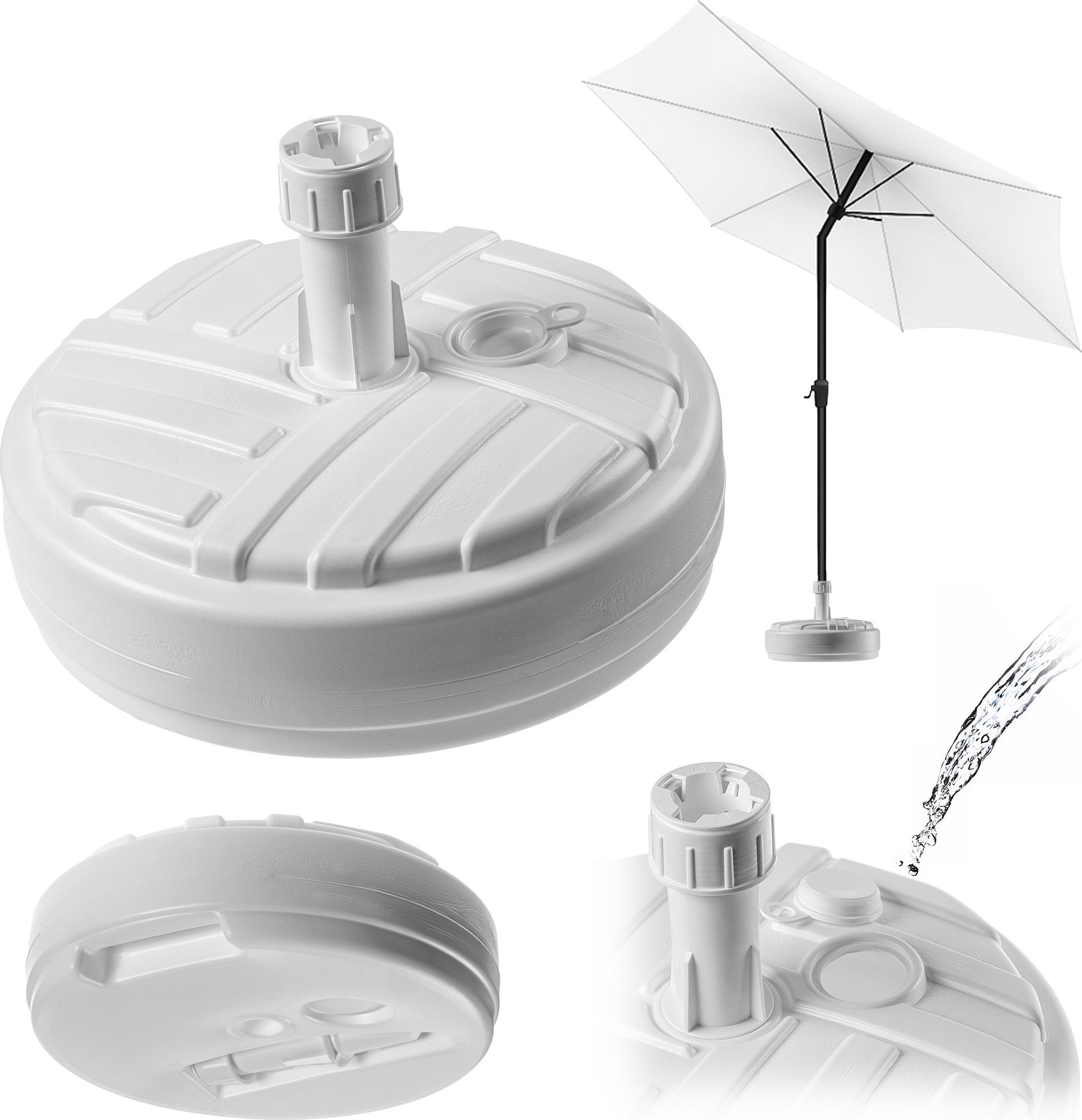 Kadax KADAX Podstawa Parasola Stojak Pod Parasol Ogrodowy Okrągły 39cm Obciążnik Biała