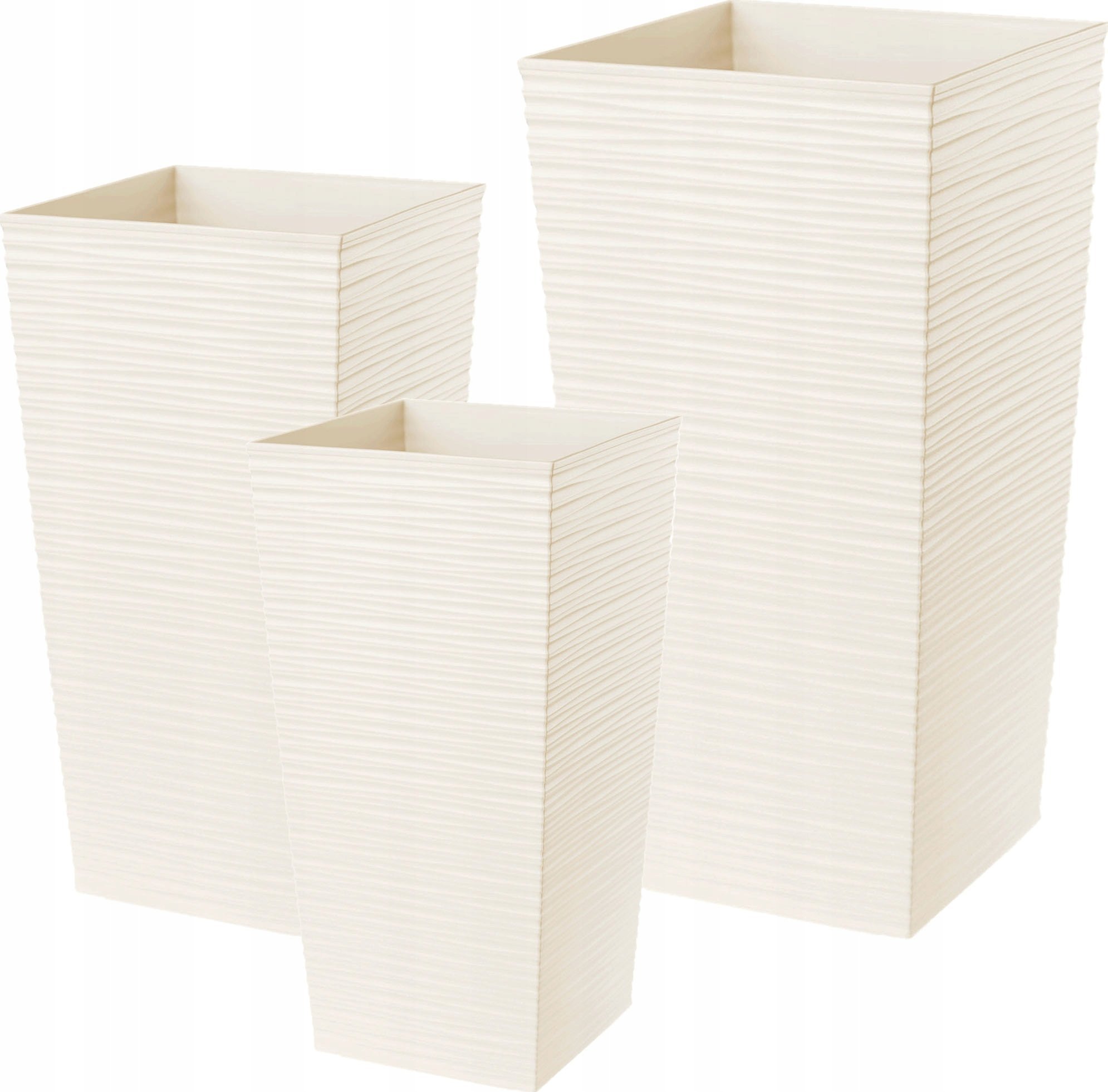 Kadax Zestaw 3x Doniczka Ogrodowa Donica Z Wkładem Krem