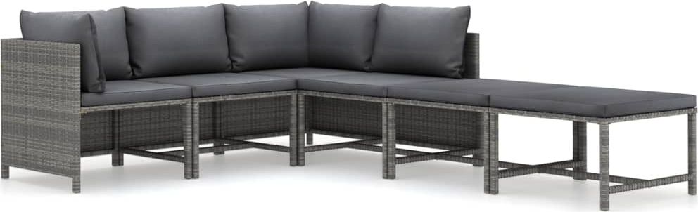 vidaXL 6-cz. zestaw wypoczynkowy do ogrodu, poduszki, rattan PE, szary