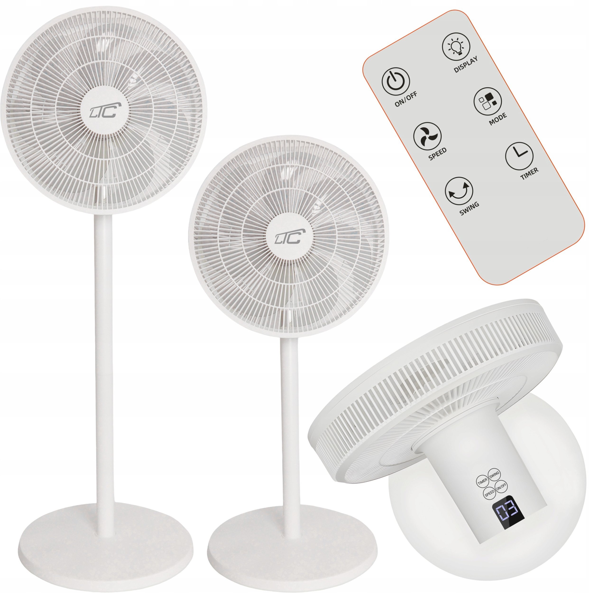 WENTYLATOR STOJĄCY 12" , 45W, CYFROWY WYŚWIETLACZ, PILOT, 3 POZIOMY PRĘDKOŚCI, OSCYLACJA