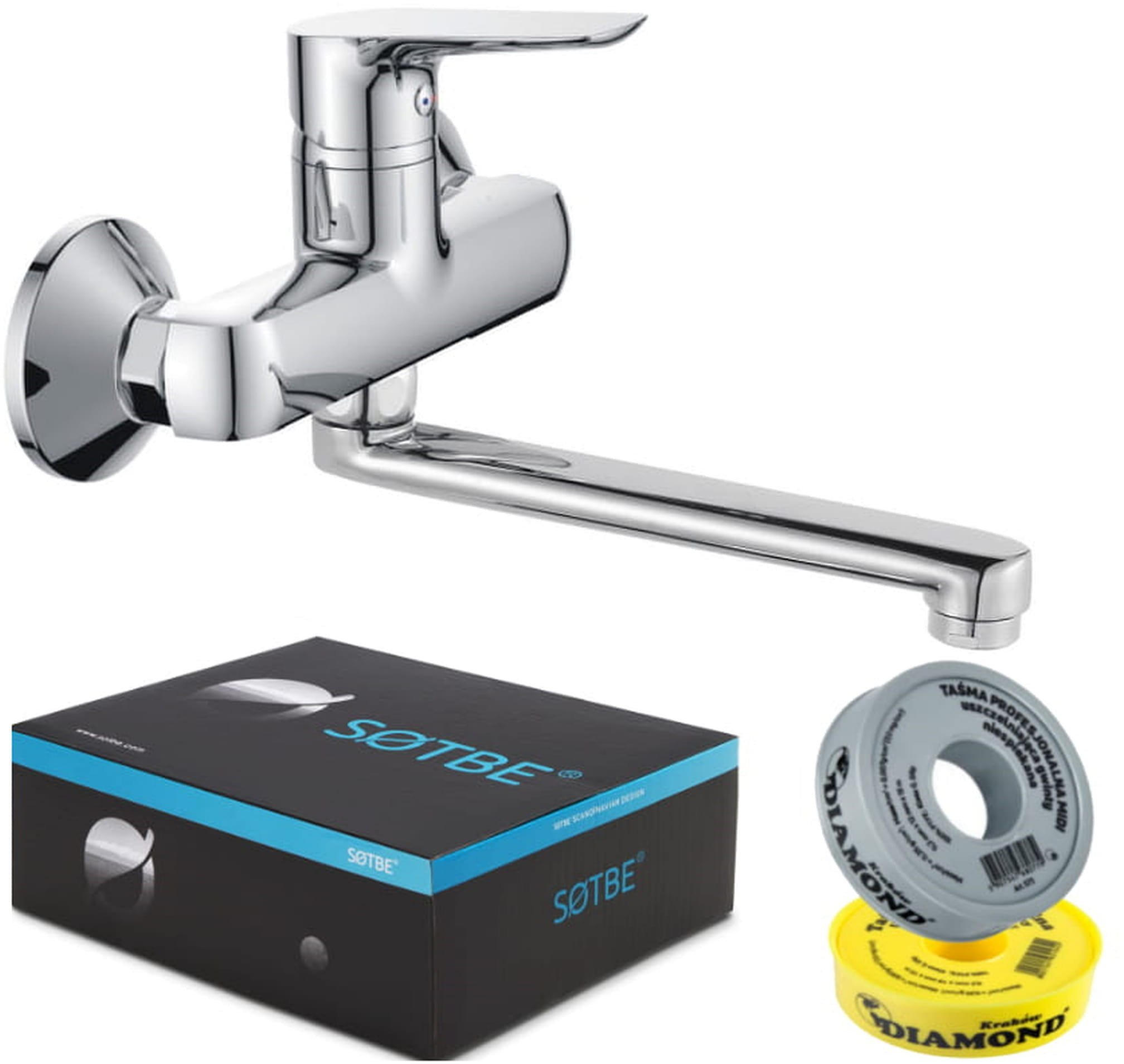 SOTBE INARI Bateria kuchenna ścienna . Ruchoma wylewka 35 cm