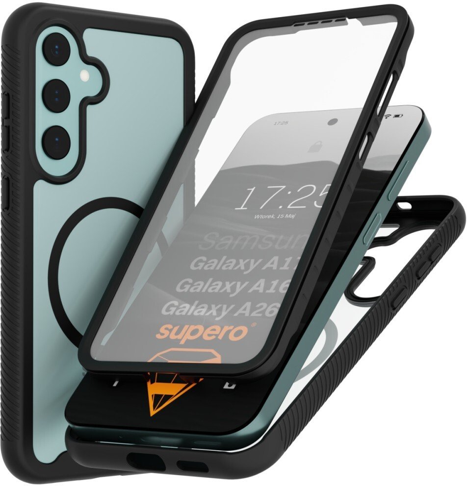 SUPERO Etui pancerne 360 Magsafe do Samsung Galaxy A17 / A16 / A26 5G, przezroczysto-czarne
