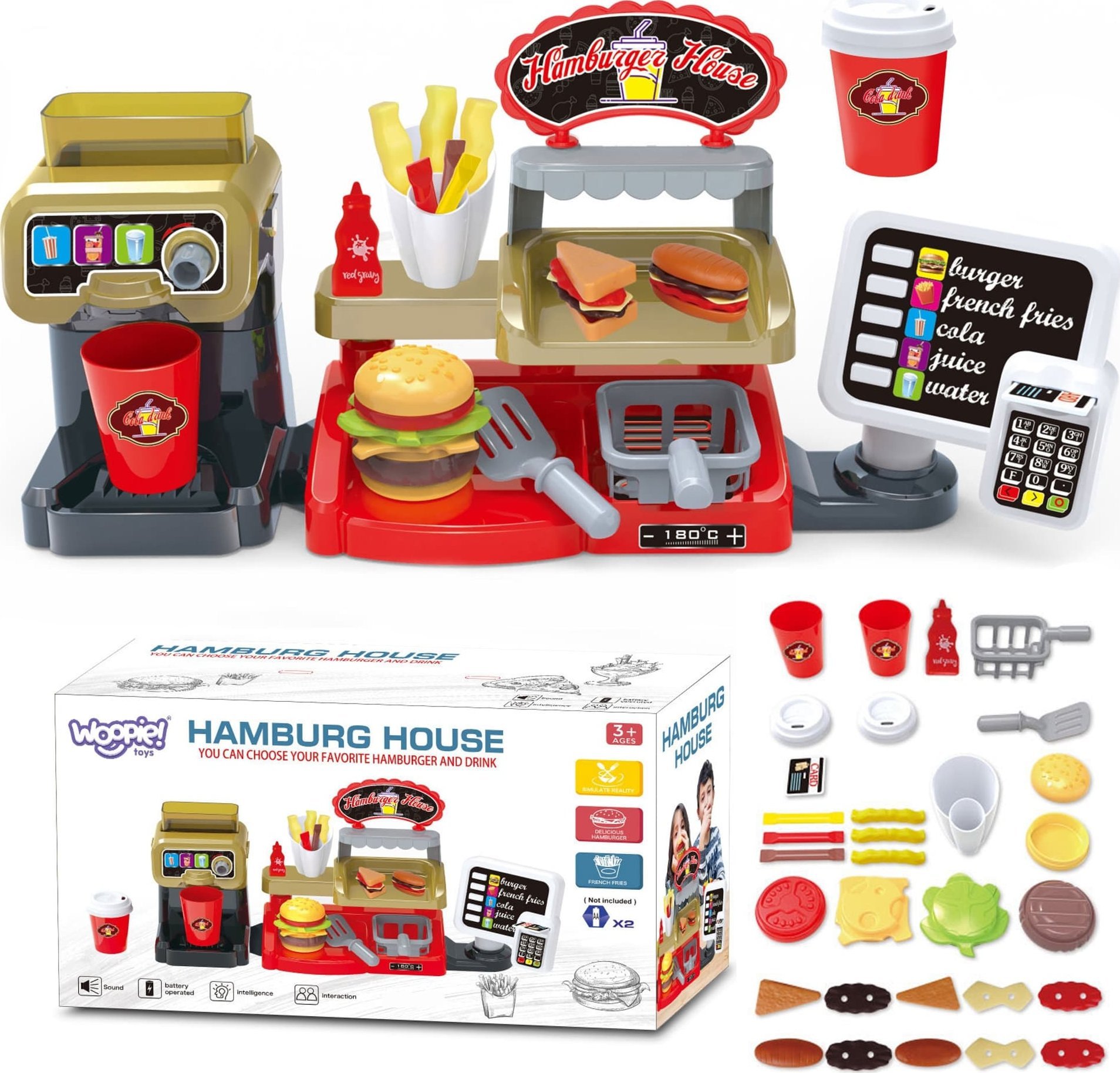 Woopie WOOPIE Fast Food XXL Sklep Restauracja Kasa + Dystrybutor Napojów