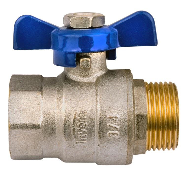 Invena Kurek kulowy typ ciężki z pokrętłem motylkowym gwint zewnętrzny/wewnętrzny 1/2\" - ZK-64-015