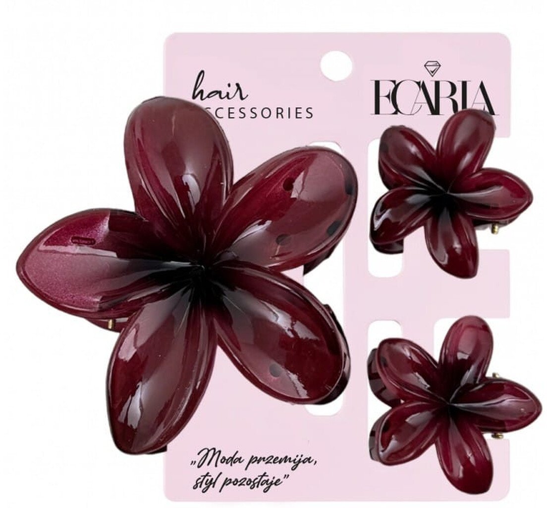 Ecarla Zestaw spinek do włosów klamer 3w1 kwiat ombre xl + 2 szt. mini spinek sp429 1 op.-3 szt.