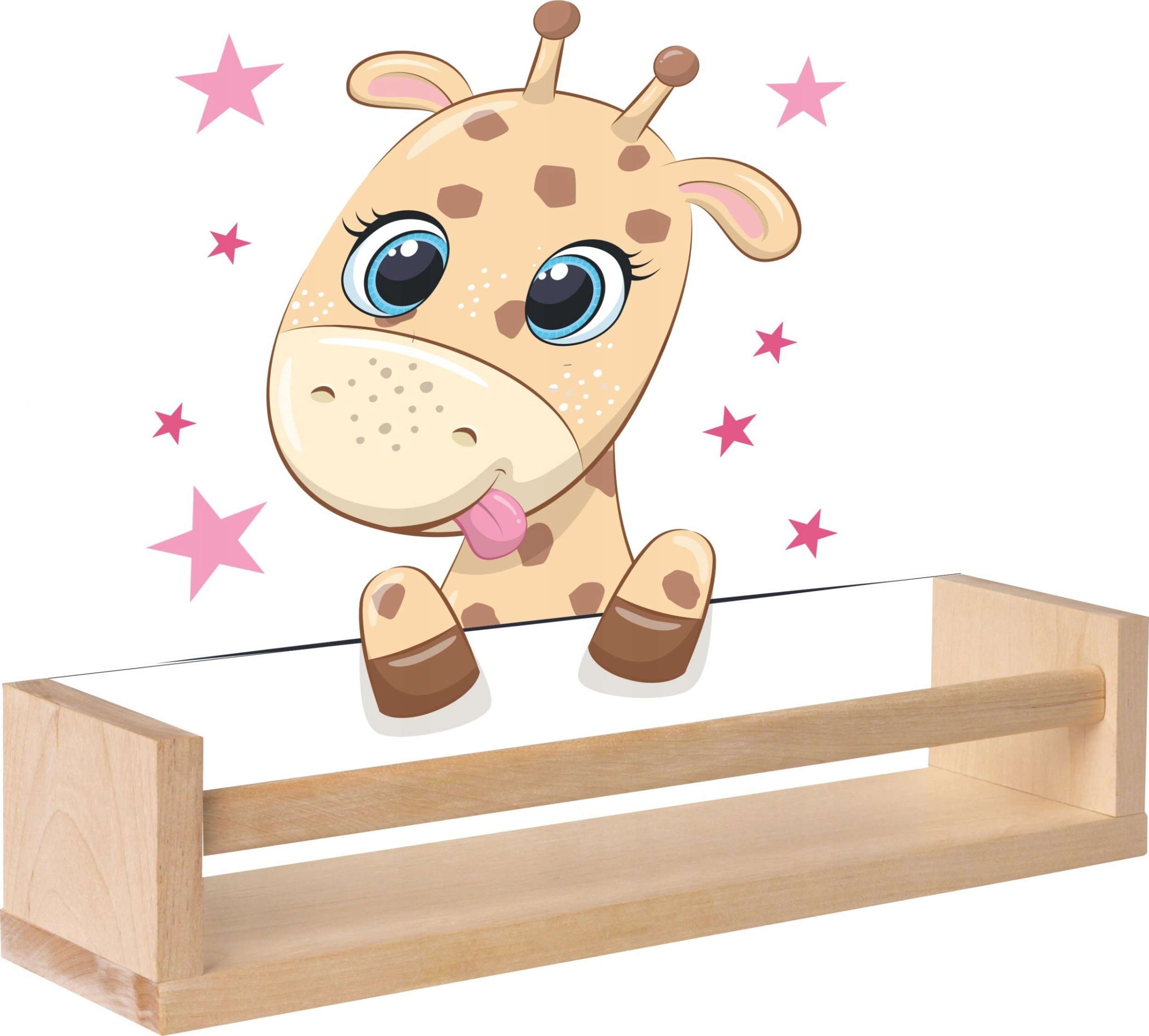 Półka drewniana na książki zabawki ŻYRAFA gwiazdki