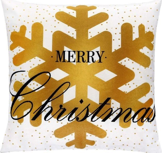 Springos Poszewka dekoracyjna 40x40cm na poduszkę ze złotą śnieżynką UNIWERSALNY