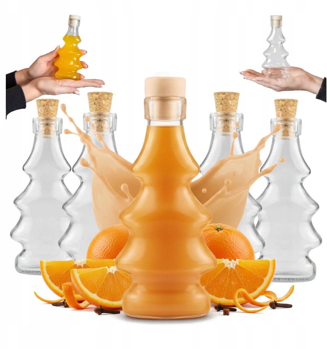 10x BUTELKI SZKLANE CHOINKA 3D 100ml BUTELKA NA NALEWKI SOK ŚWIĘTA