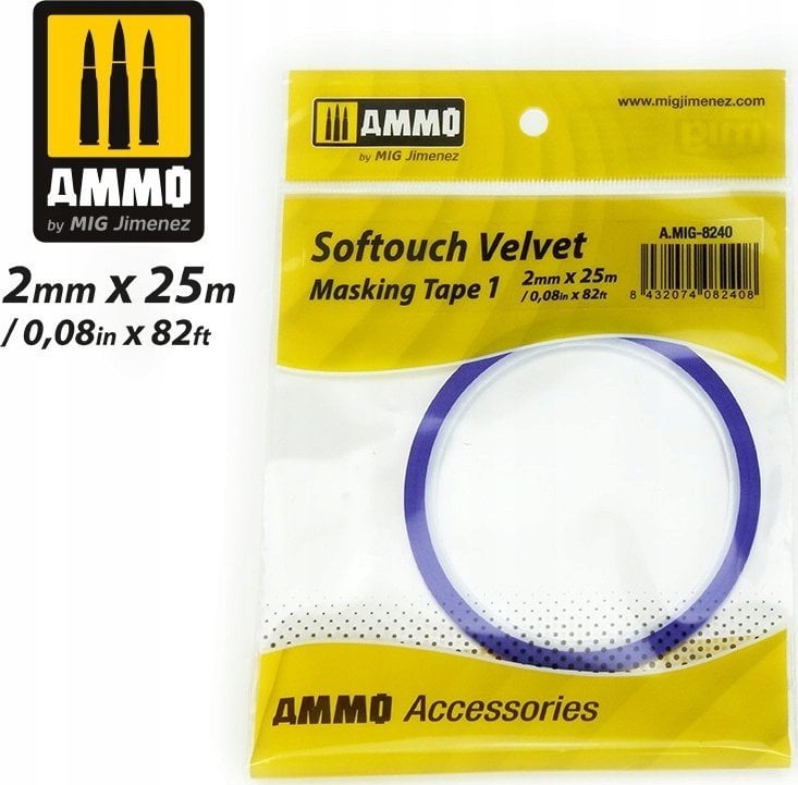 Vallejo Ammo: Softouch Velvet Masking Tape 1 (2 mm x 25 m)
