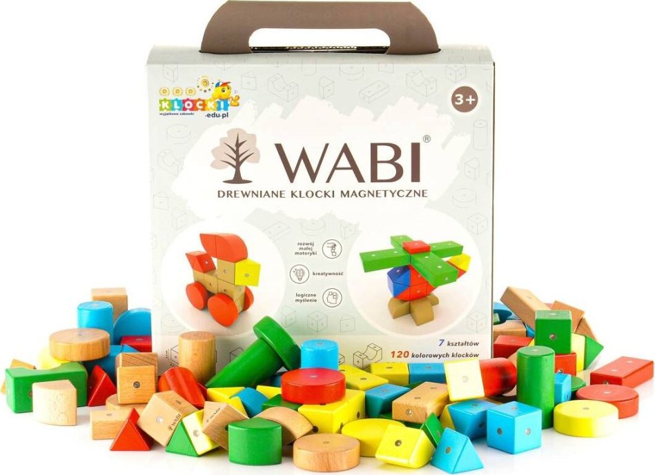 Woopie Drewniane klocki magnetyczne WABI 120 el. [456 ruchomych magnesów]