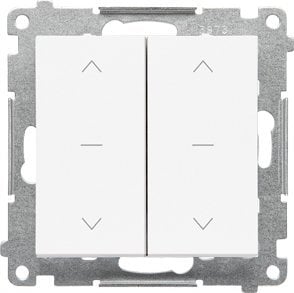Kontakt-Simon Przycisk roletowy Kontakt-Simon 55 TZP2.01/111 podwójny trójpozycyjny 1-0-2 moduł 10 A, 250V~, szybkozłącza biały mat