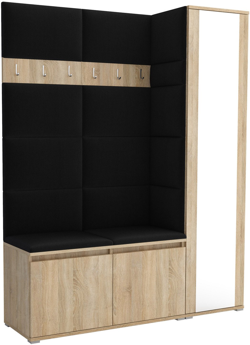 Tapicerowana garderoba Noris VII z lustrem - kolor sonoma + tkanina Trinity 16