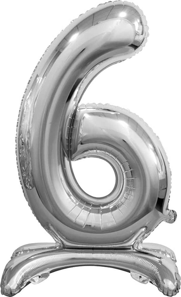 GoDan Balon foliowy cyfra 6 srebrna - 74 cm uniwersalny