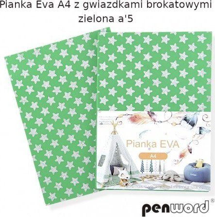 Polsirhurt Pianka eva a4 z gwiazdami brokatowymi zielona a"5