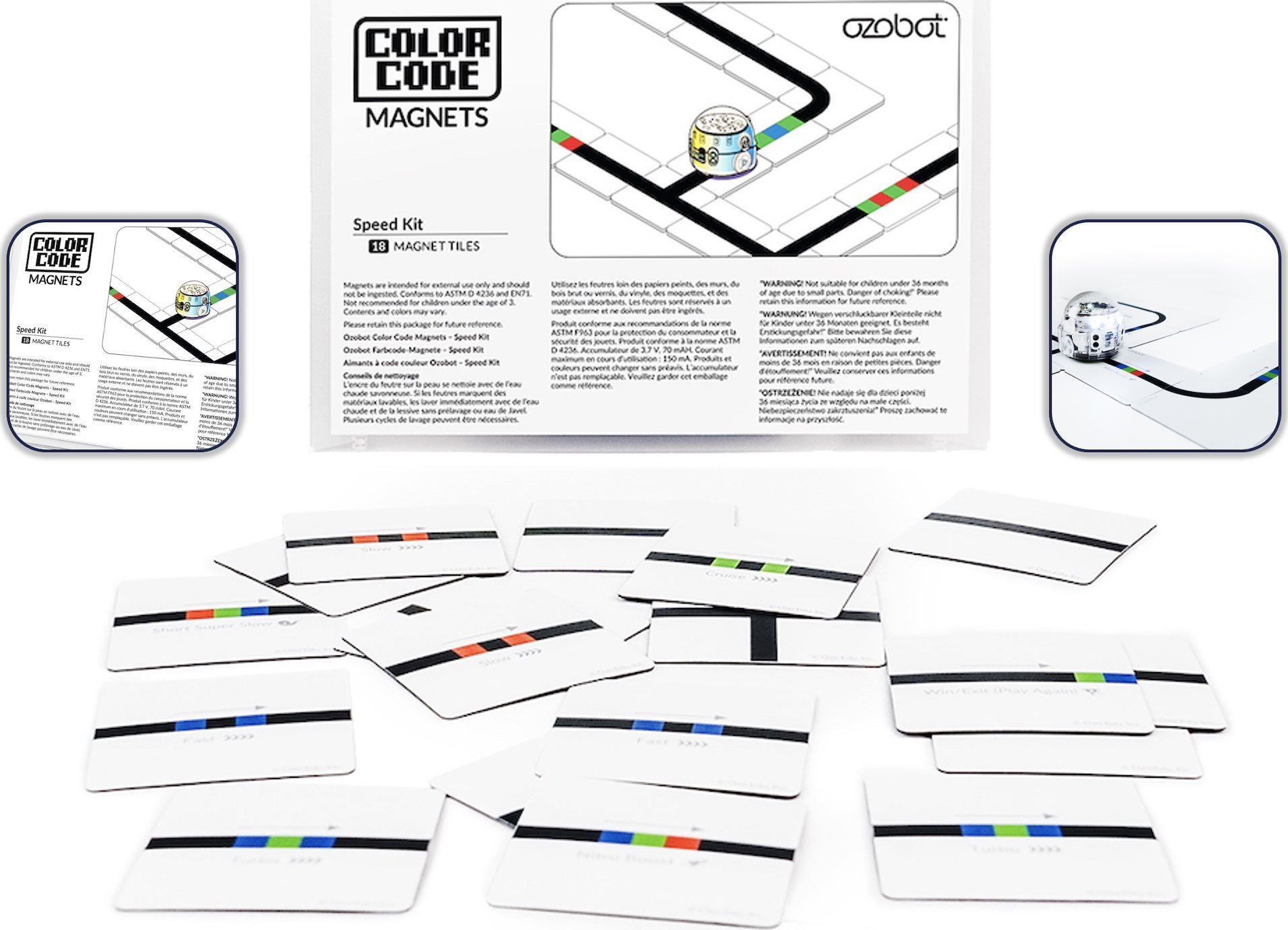 Ozobot Ozobot Color Code Magnets, Special Moves Kit, 18 Tiles