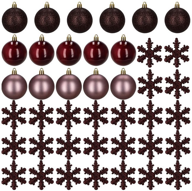 Springos Bombki choinkowe 40 szt. zestaw dekoracji świątecznych, nietłukące, fioletowy UNIWERSALNY