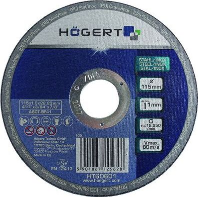 GTV Tarcza korundowa 115 mm do metalu/inoxu, 1.0 mm HT6D601