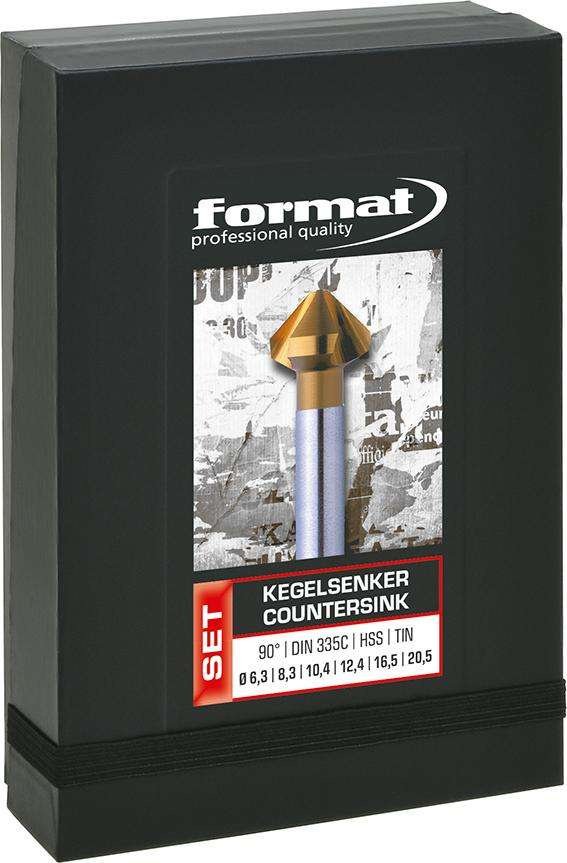 Zestaw pogłębiaczy stożkowych TiN, kształt C, 90, 6,3-20,5mm FORMAT