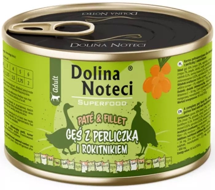 Dolina Noteci SUPERFOOD KOT 185g gęś z perliczki i rokitnikiem puszka /12