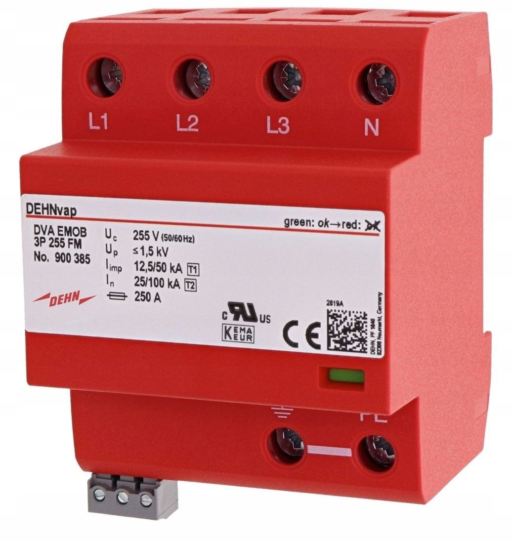 Dehn Ogranicznik przepięć Typ T1+T2 12,5Ka 50kA 4P do stacji ładowania EMOB 3P 255 FM 900385