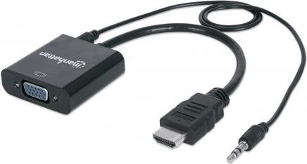 Adapter AV Manhattan HDMI - D-Sub (VGA) + Jack 3.5mm czarny (151559)