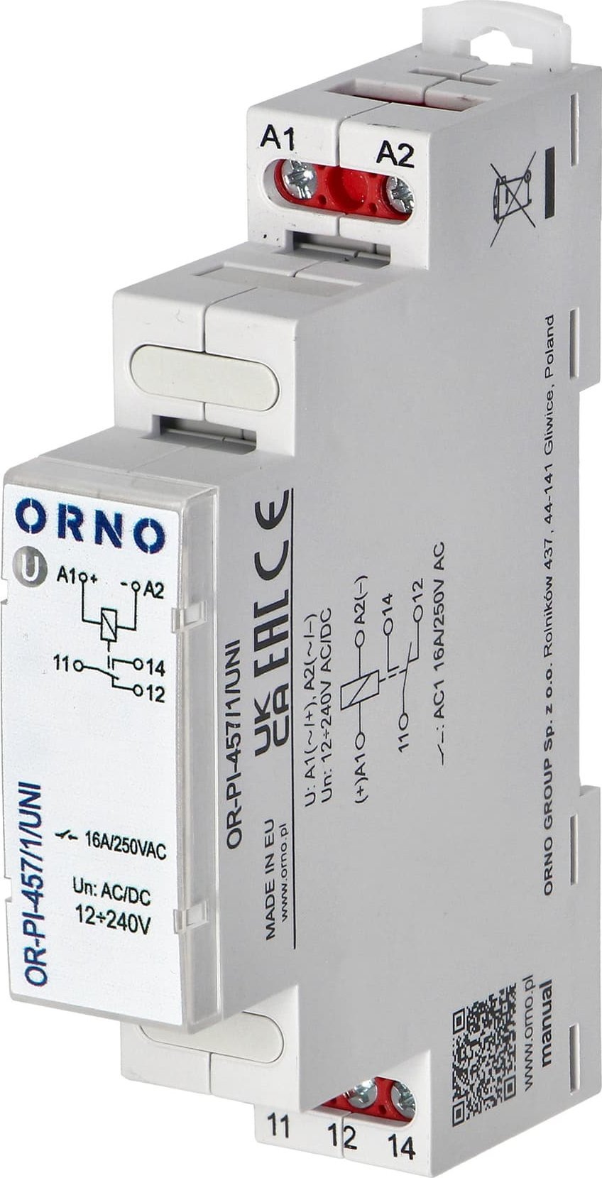 Orno Przekaźnik instalacyjny 1P 16A ,12-230 VUC
