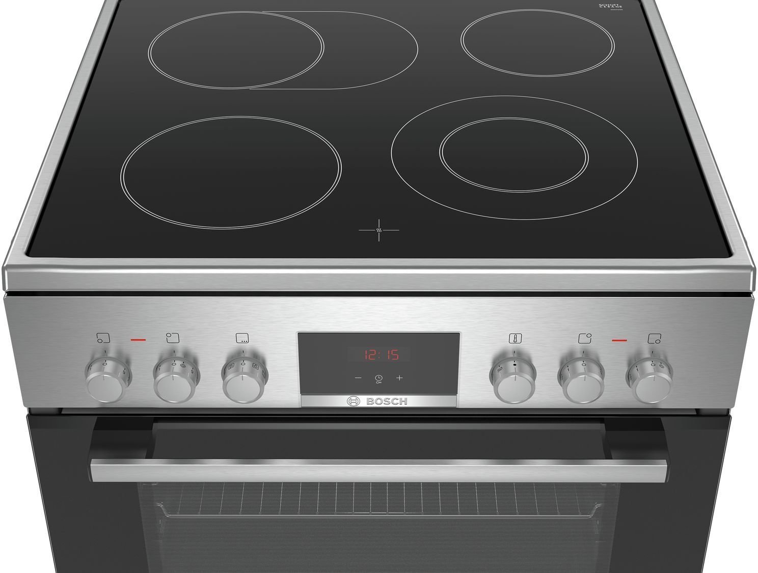 Kuchenka Bosch Serie 4 HKR39C250, Freestanding cooker, Black, Grey, Rotary, Touch, Chrome, Front, 1.2 m