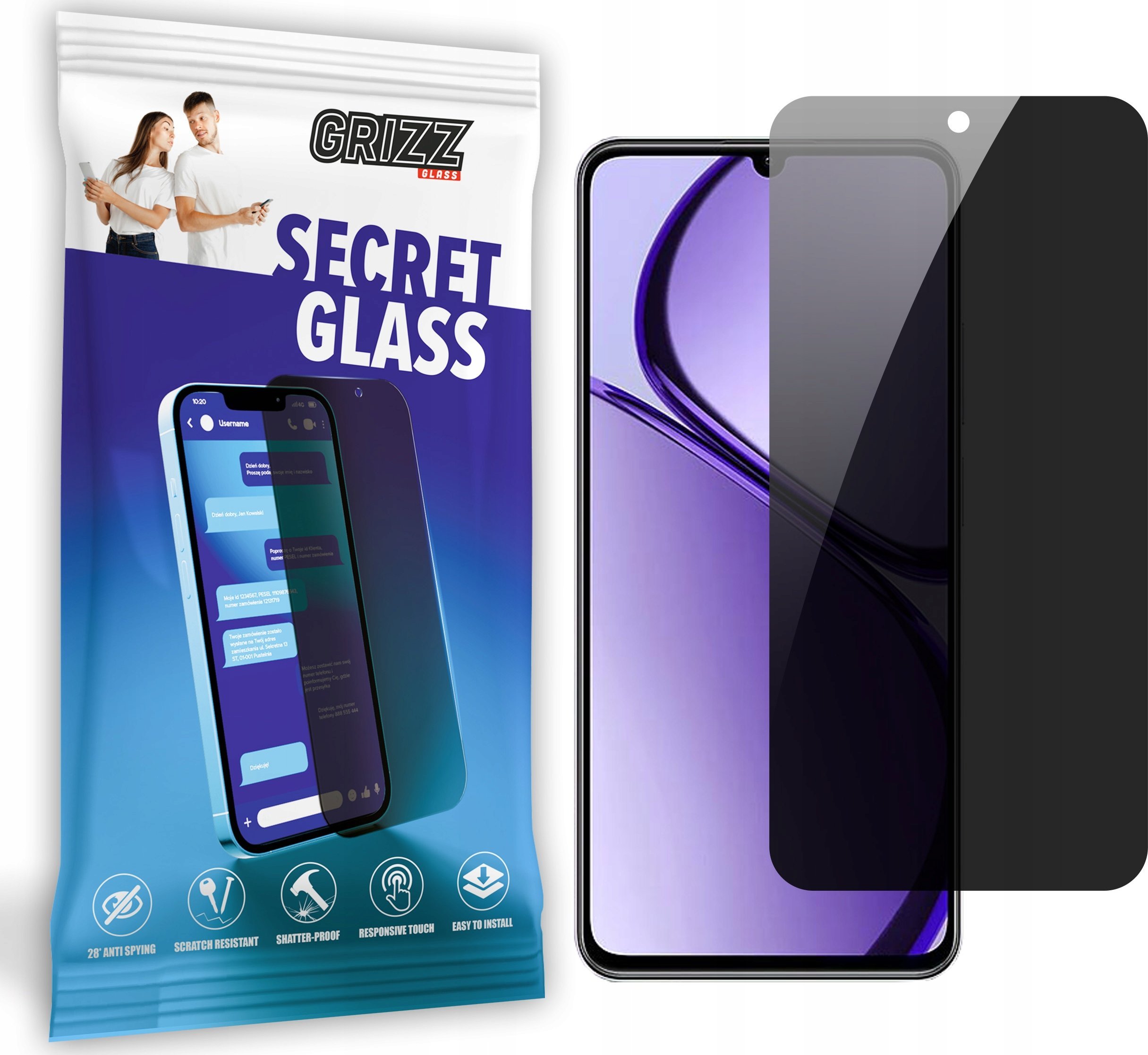 GrizzGlass Szkło prywatyzujące GrizzGlass SecretGlass do Realme Narzo N63