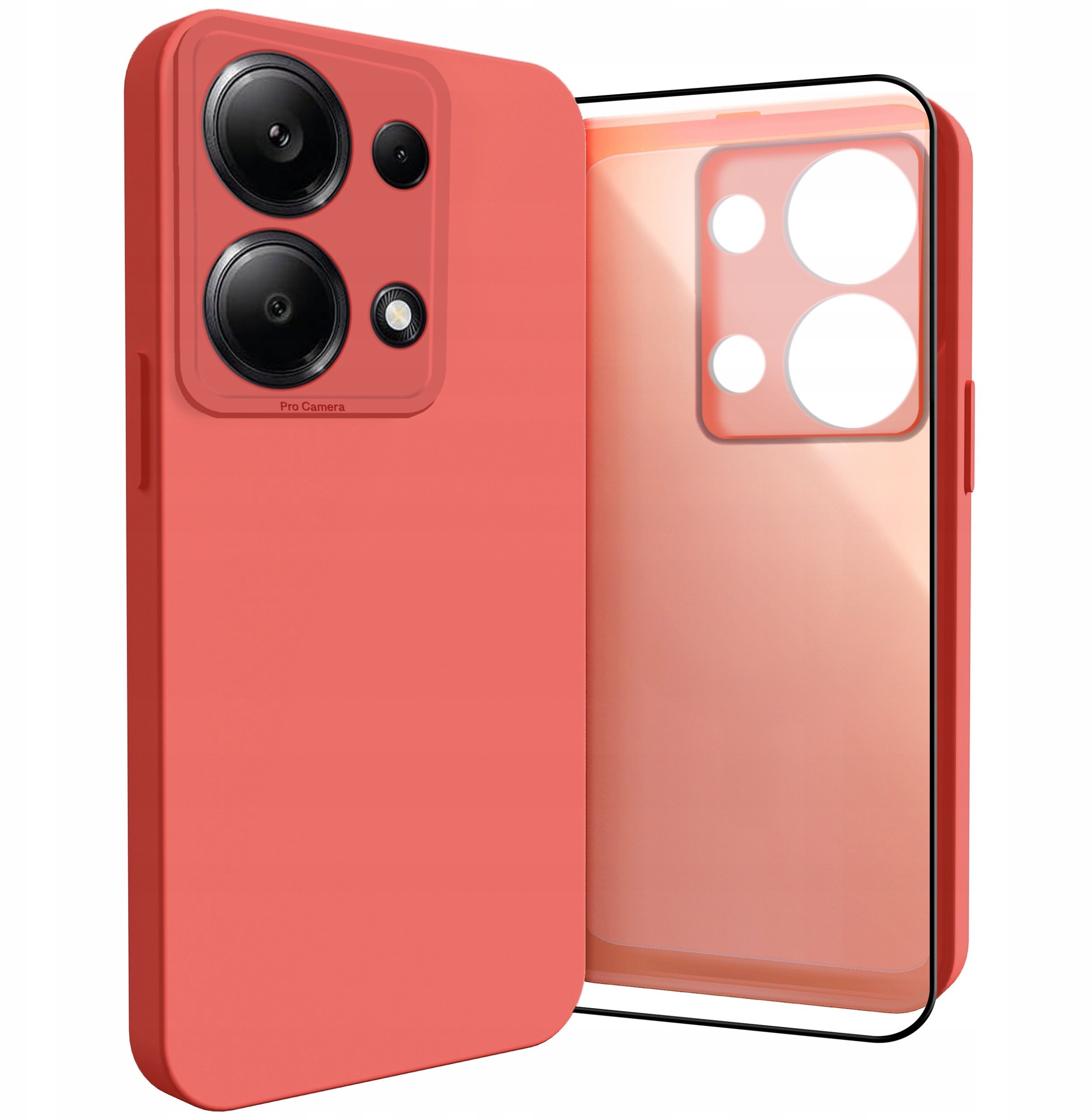 Etui do Xiaomi Redmi Note 13 4G (Osłona Kamery, Czerwone, Case) Szkło 9H