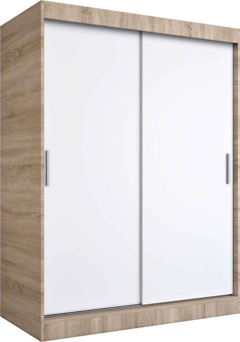 MKPOL Szafa przesuwna MODUO COMFORT 150 dąb sonoma/biała mat gładka