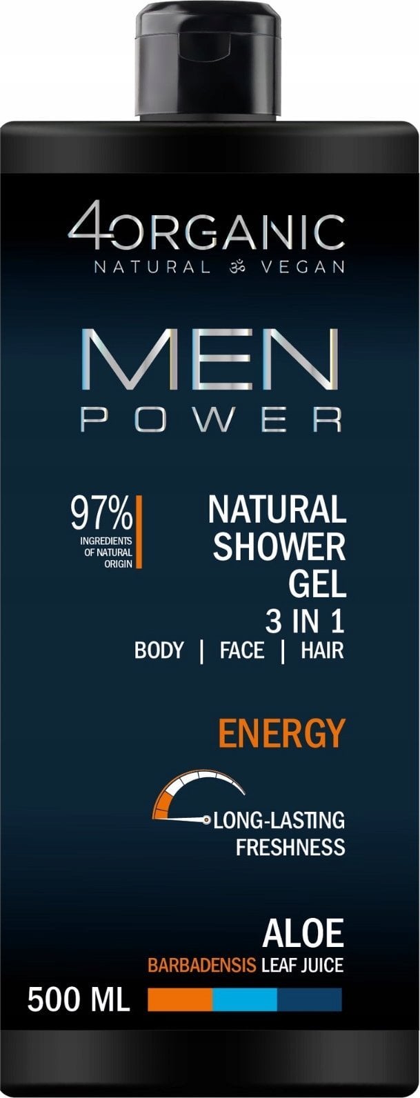 4ORGANIC_Men Power naturalny żel pod prysznic 3 w 1 Energy 500ml