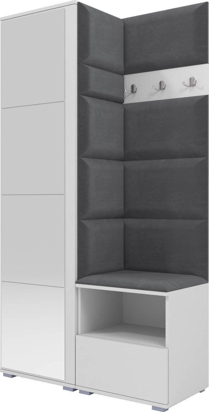 Ravio Tapicerowana garderoba Nela I z lustrem - kolor biały + tkanina Trinity 15