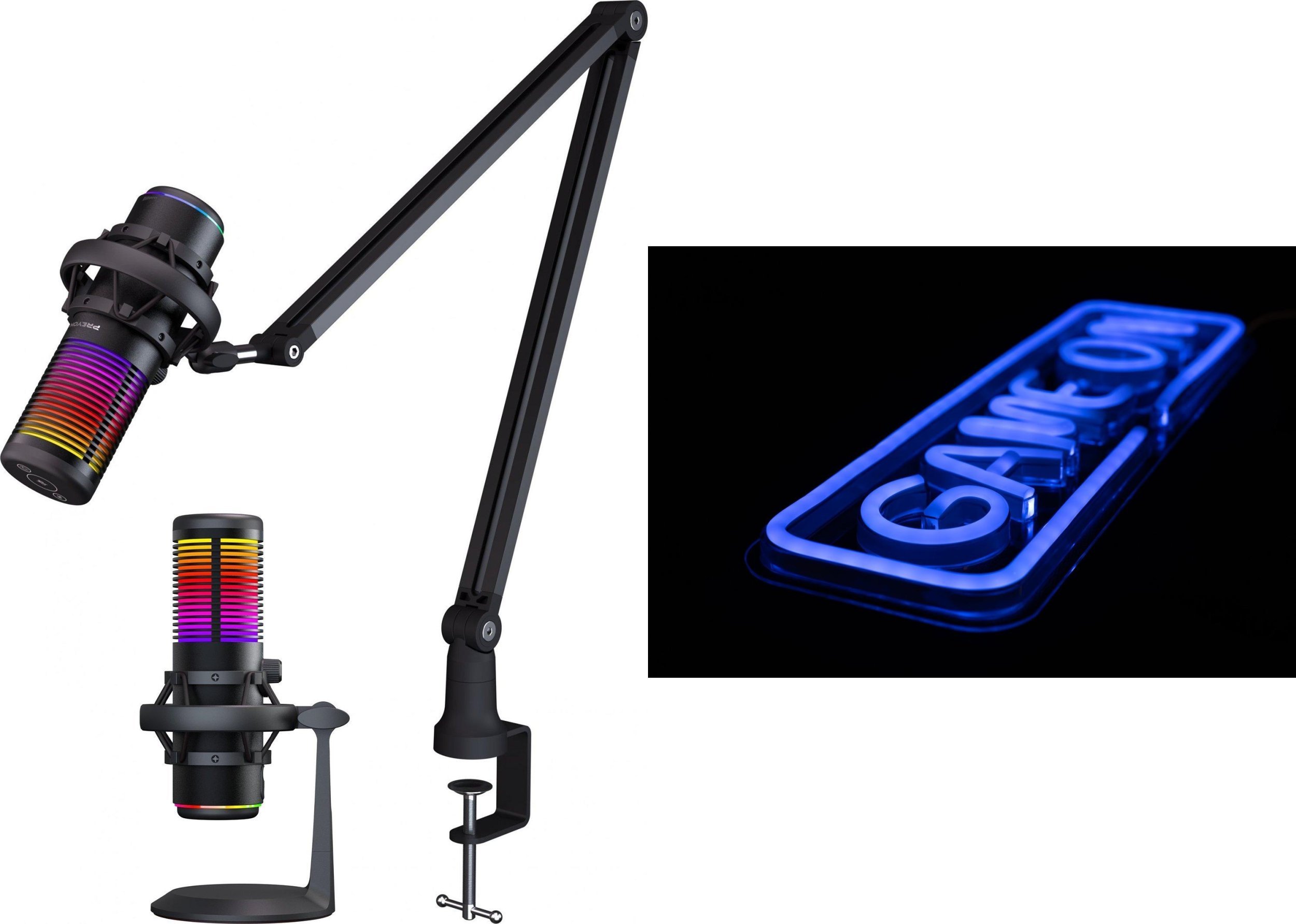 Mikrofon PREYON Mikrofon Osprey Scream (POS43B) + Neon ścienny GAME ON Blue Eye Bait (PPEB28WD)