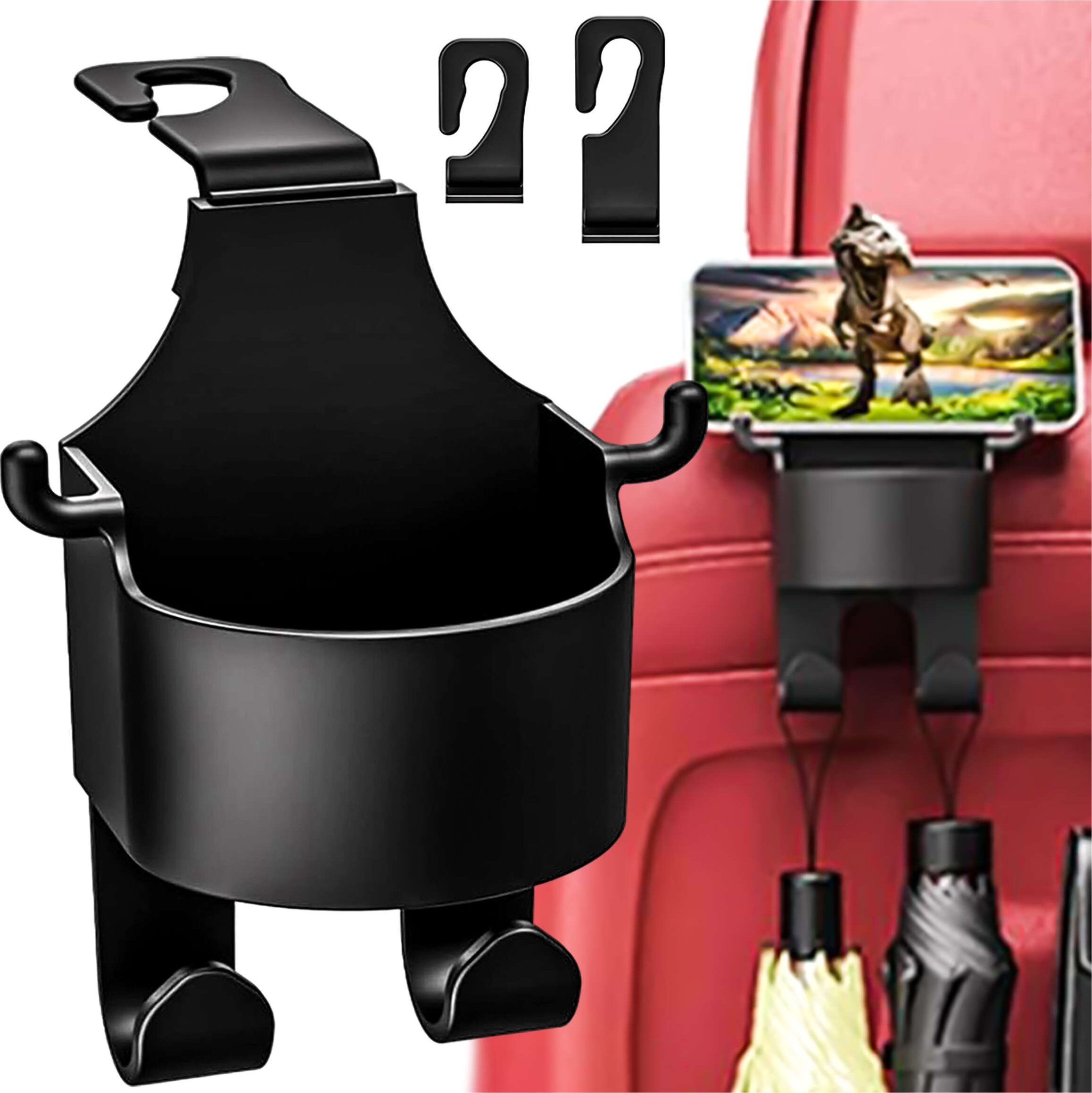 Alogy Wieszak uchwyt haczyk samochodowy 5w1 na fotel zagłówek organizer do auta samochodu na kubek napój Alogy Car Czarny