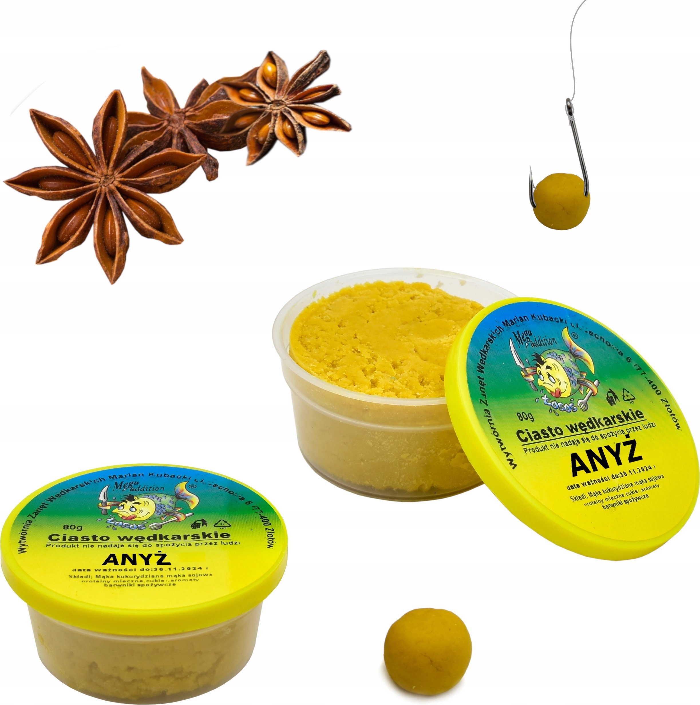 Wytwórnia Zanęt Wędkarskich Gotowe Proteinowe CIASTO WĘDKARSKIE 80 g Anyż