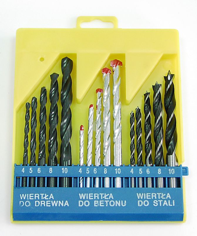 Wiertło Mega Zestaw wierteł do betonu, drewna i stali 15szt. - 47010