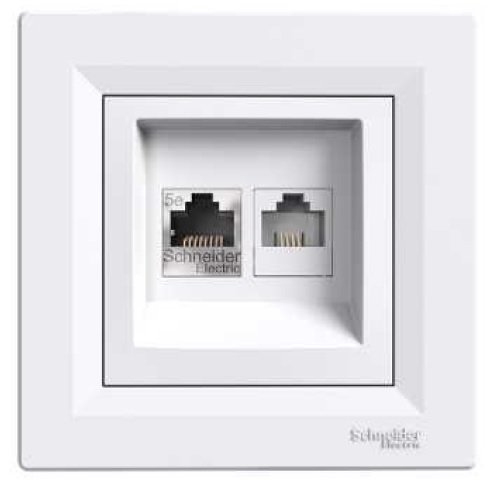 Schneider Electric Gniazdko teleinformatyczne RJ12 RJ45 białe - EPH4900121
