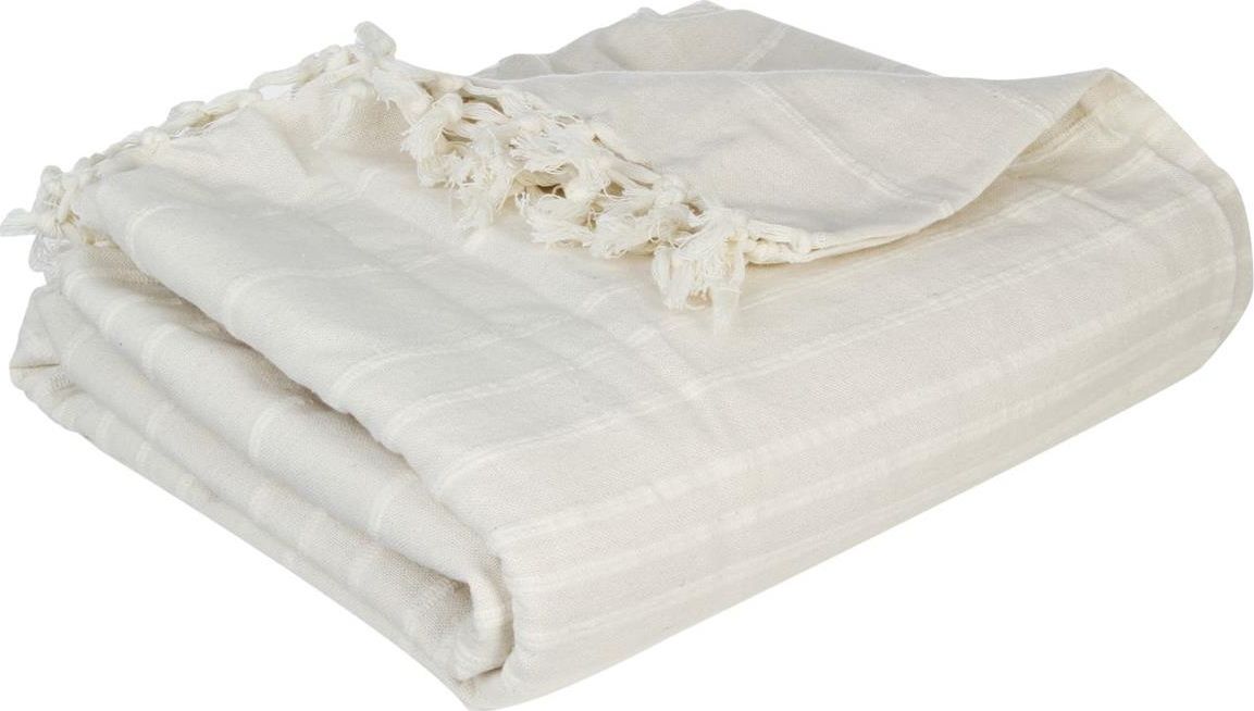 Atmosphera Kremowa narzuta na łóżko 230x250 frędzle