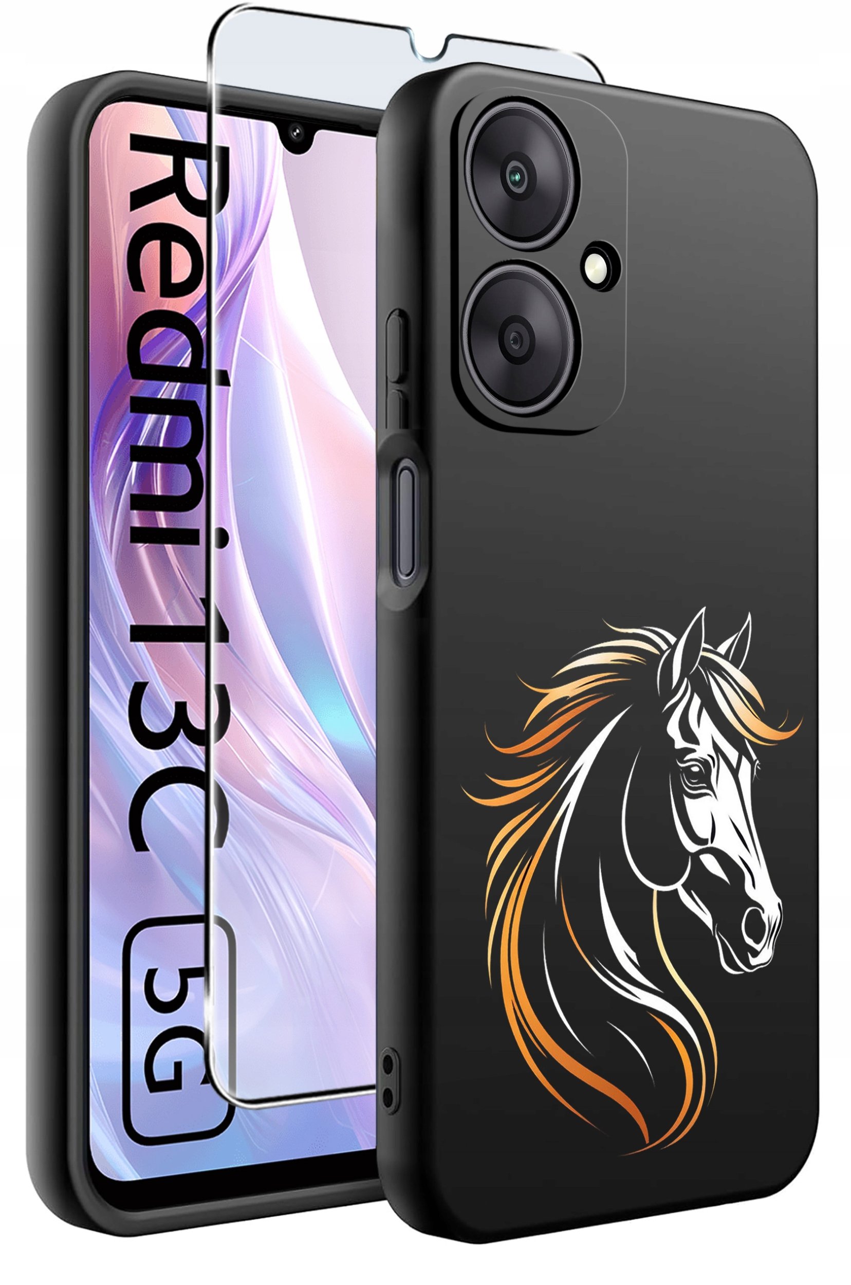 ETUI do Xiaomi Redmi 13C 5G WZORY |SILIKONOWE MATT CASE +SZKŁO HARTOWANE 9H