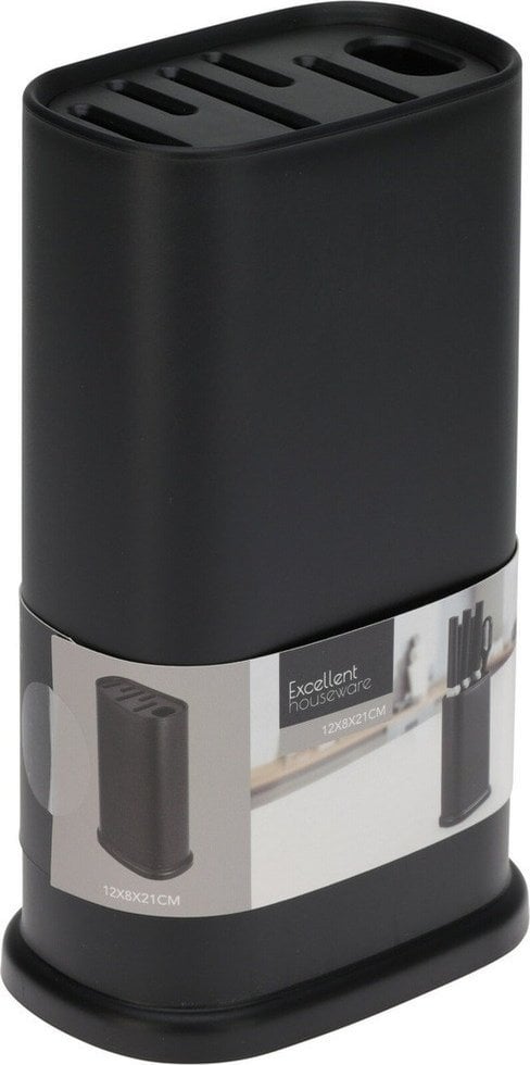 Excellent Houseware Plastikowy stojak na 5 noży i nożyczki, 12,4 x 8 x 21 cm