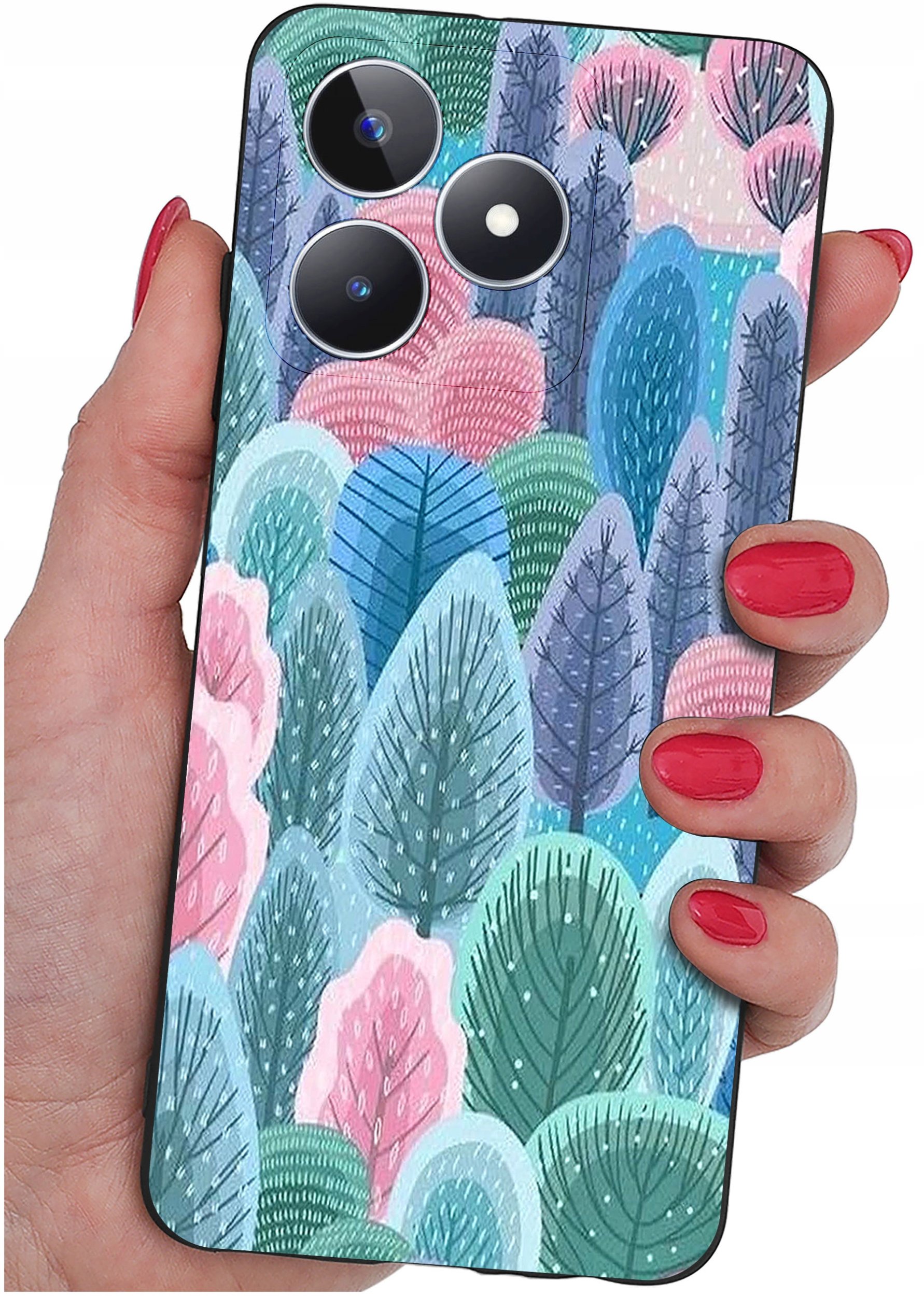 ETUI do Realme C51| C53 WZORY |SILIKONOWE MATT CASE + SZKŁO 9H