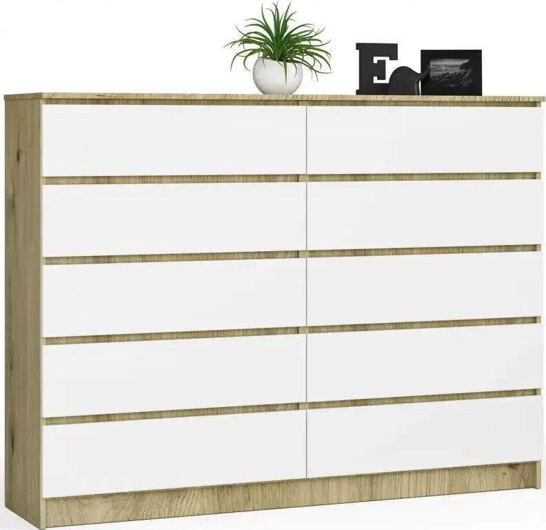 Elior Komoda do biura z szufladami dąb artisan + biały - Deos 3X