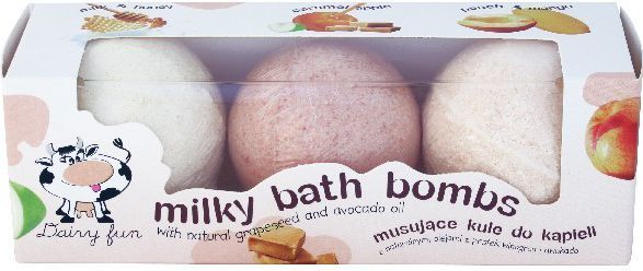 Dairy fun Musujące kule do kąpieli Karmel-Miód-Brzoskwinia 1 op.-(3x100g) - 711636