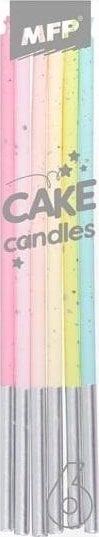 MFP paper świeczki do tortu 6 szt. 14cm tęczowe 8800111